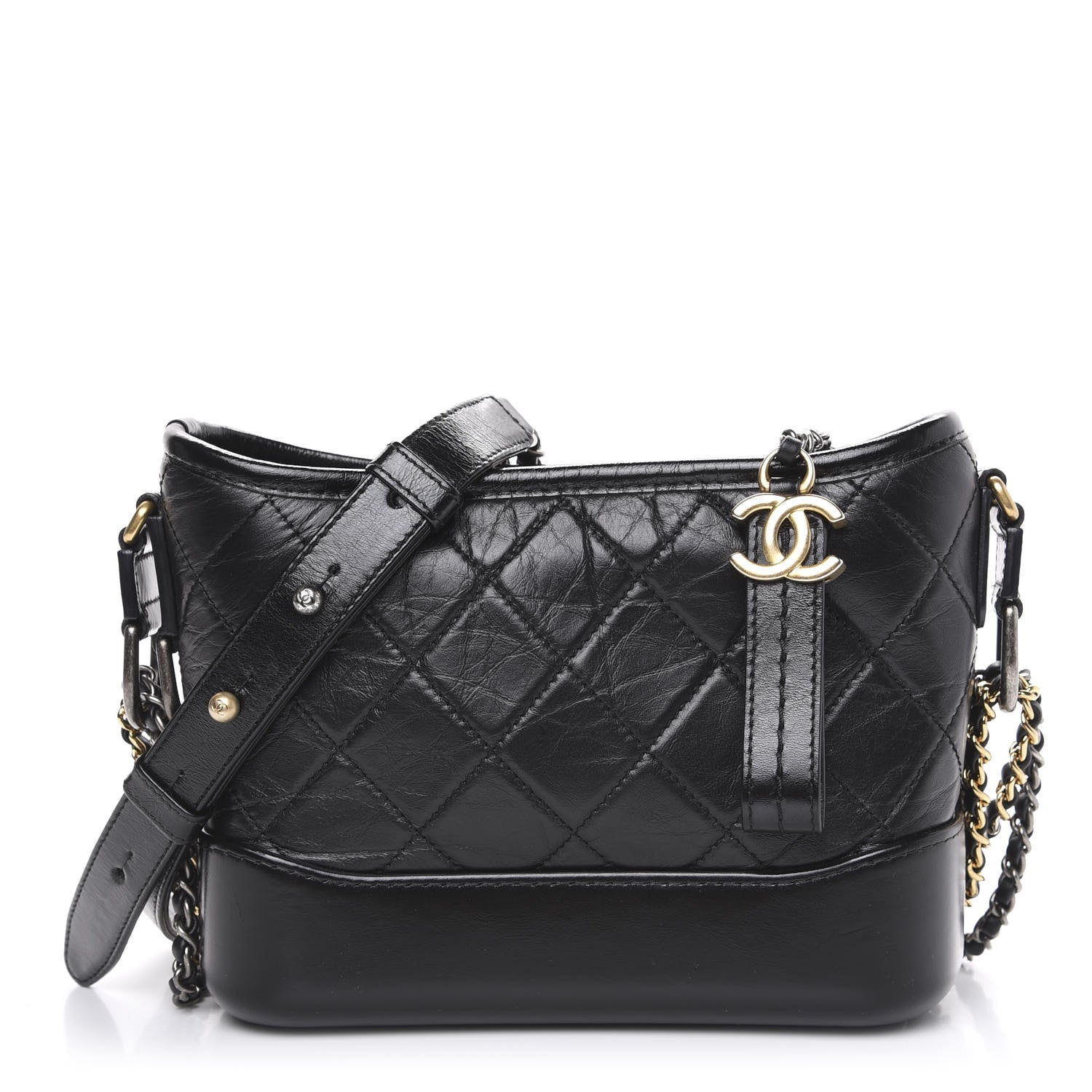 Chanel Aged Calfskin Quilted Small Gabrielle Hobo Black 1 of 11