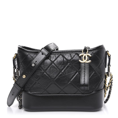 Chanel Aged Calfskin Quilted Small Gabrielle Hobo Black 1 of 11
