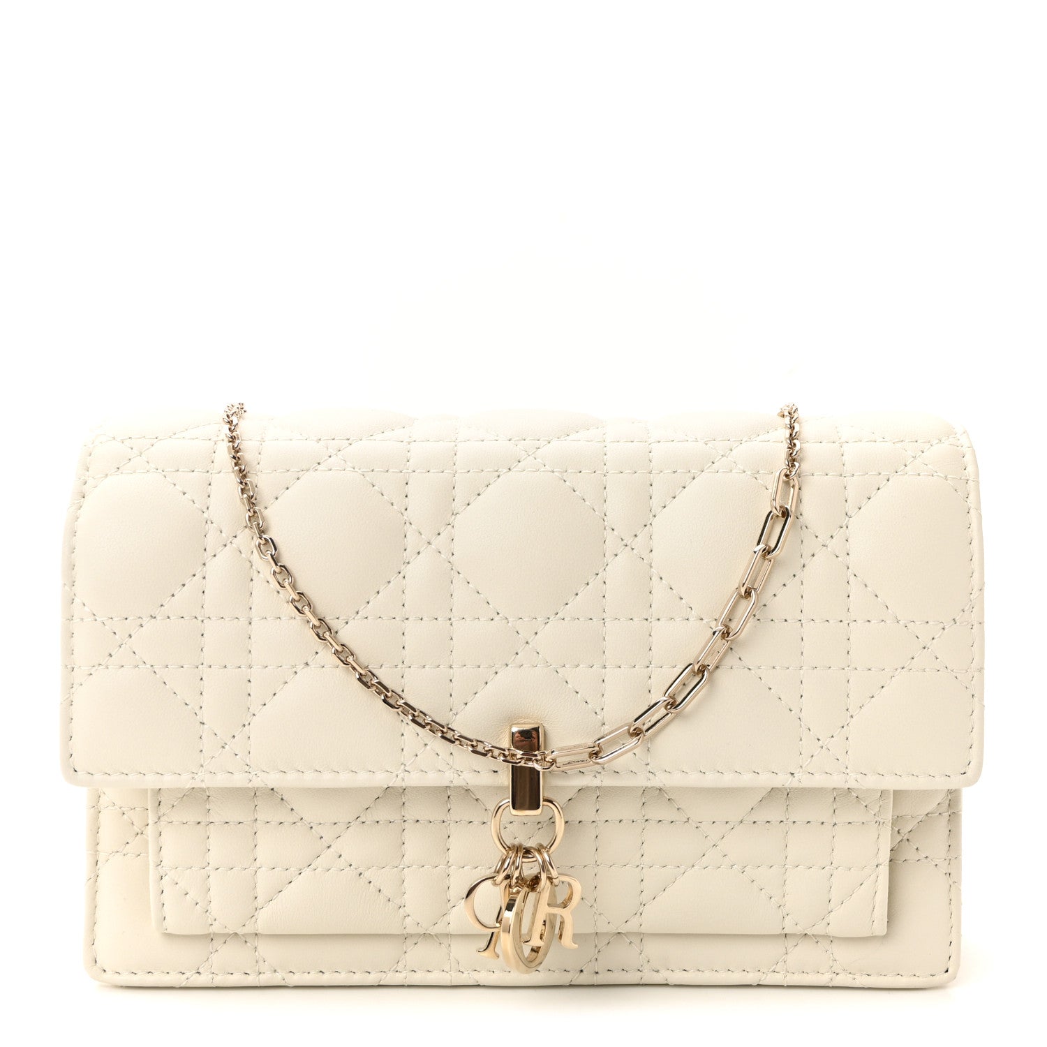 Christian Dior Lambskin Cannage Miss Dior Chain Pouch Latte 1 of 10