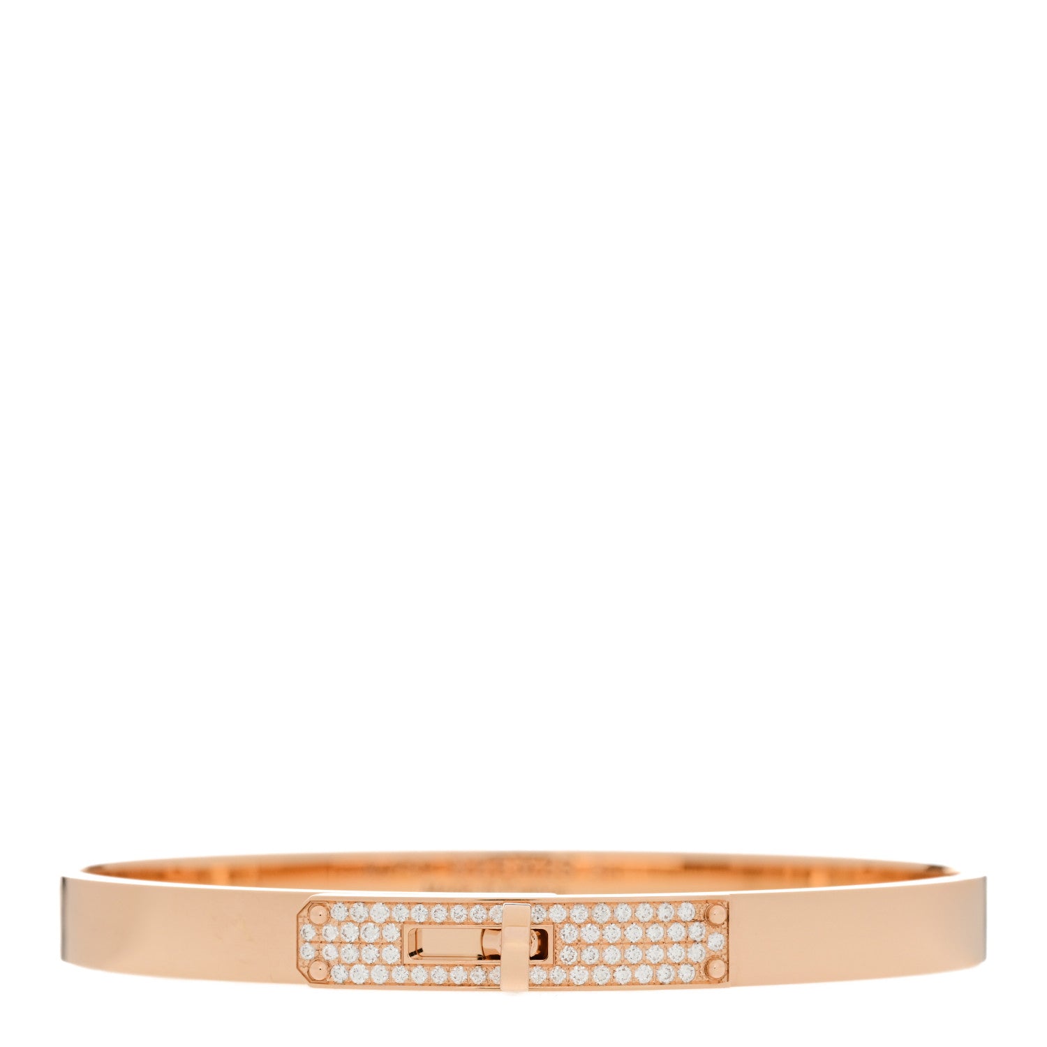 Hermes 18K Rose Gold Diamond PM Kelly Pave Bracelet SH 1 of 4