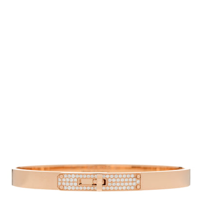 Hermes 18K Rose Gold Diamond PM Kelly Pave Bracelet SH 1 of 4