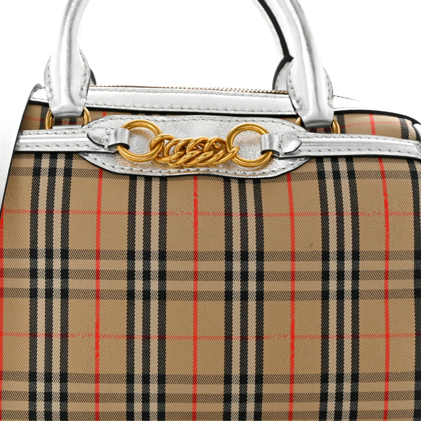 Smooth Calfskin 1983 Knight Check Link Bowling Bag Silver