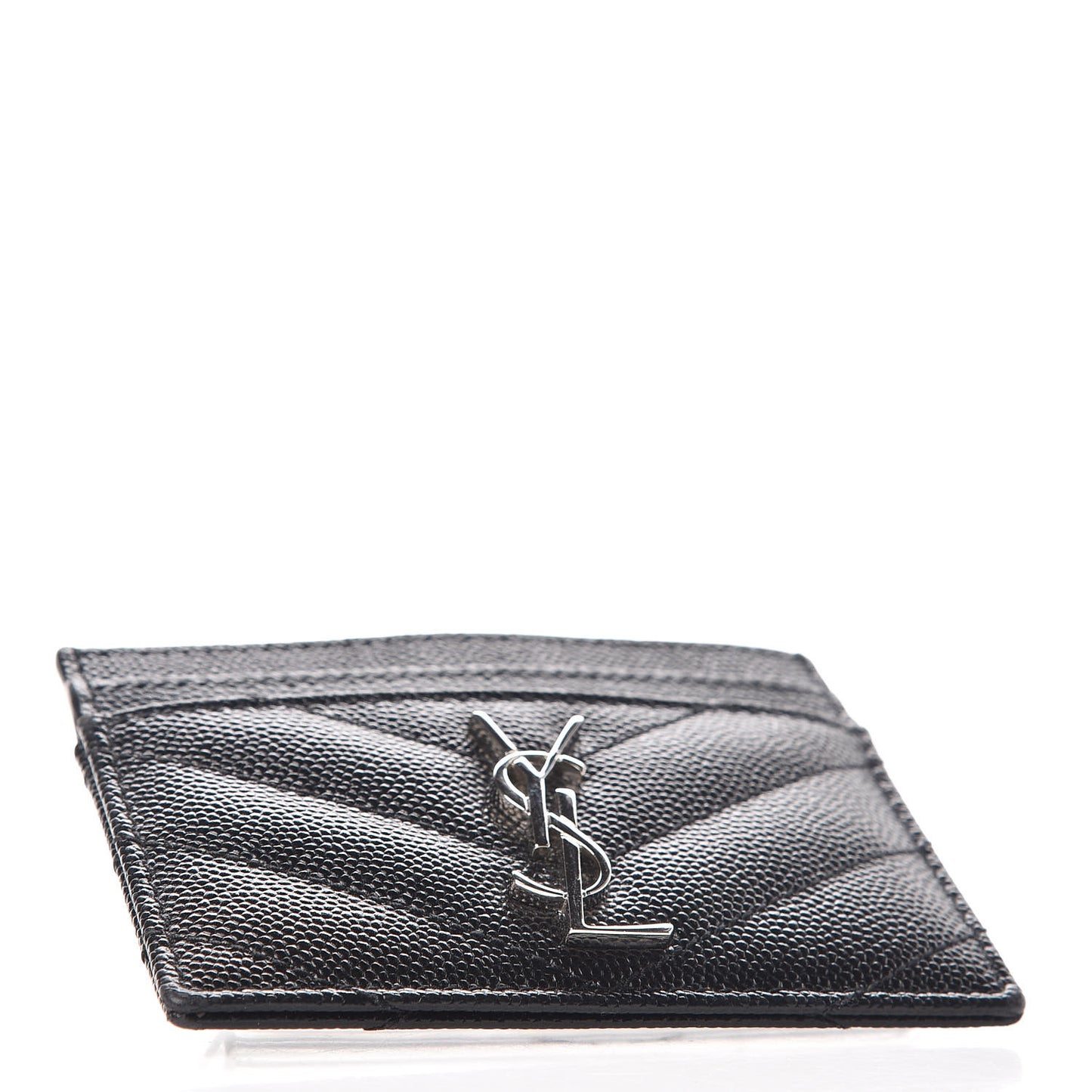 Grain De Poudre Matelasse Chevron Monogram Credit Card Case Black
