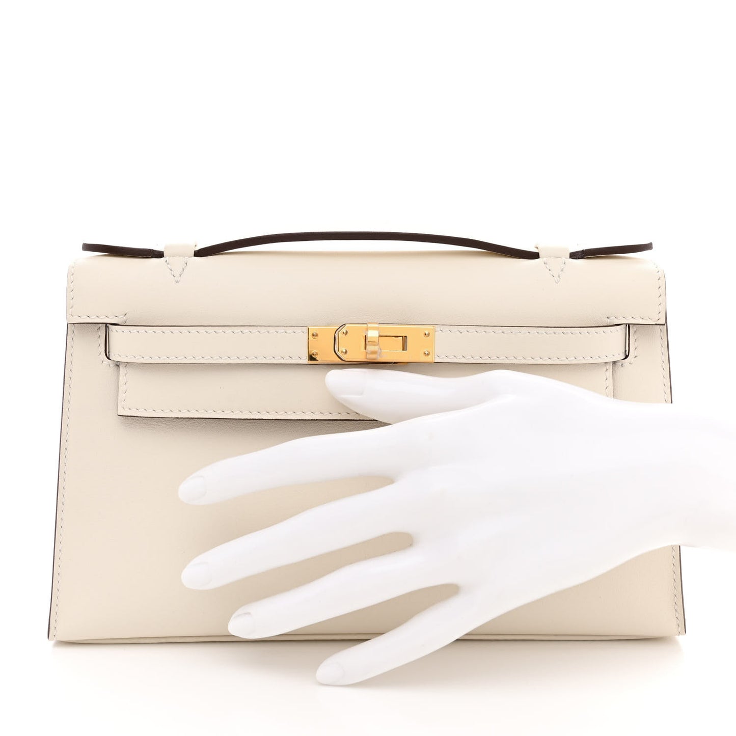Swift Horseshoe Kelly Pochette Clutch Nata Gold