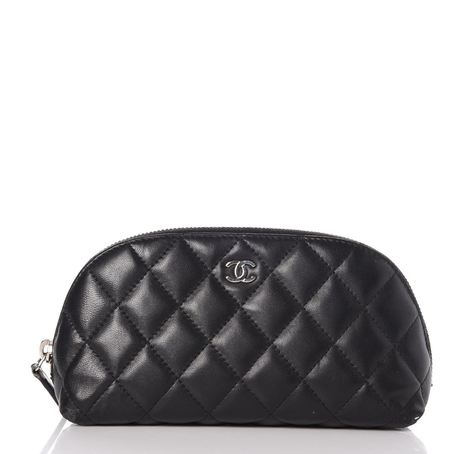 Lambskin Quilted Cosmetic Case Black