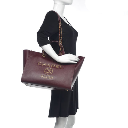 Chanel Caviar Medium Studded Deauville Tote Burgundy 2 of 9