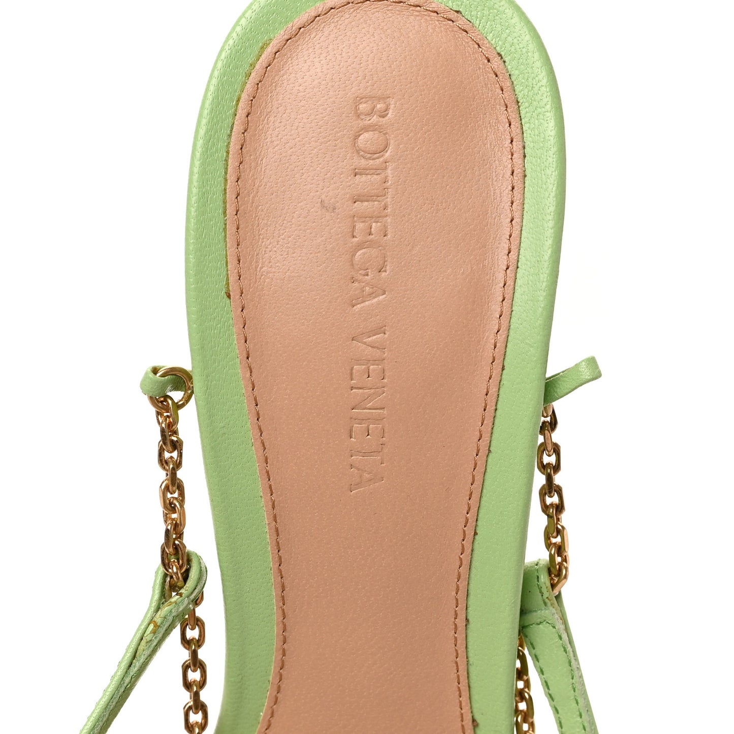 Lambskin Stretch Chain Strap 90mm Sandals 39 Pistachio