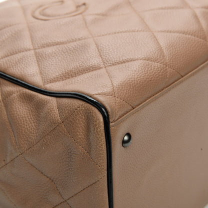 Chanel Caviar Patent Quilted Large Bowler Bag Beige Black 9 of 12