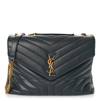 Saint Laurent Calfskin Y Quilted Monogram Medium Loulou Chain Satchel Dark Smog 1 of 10