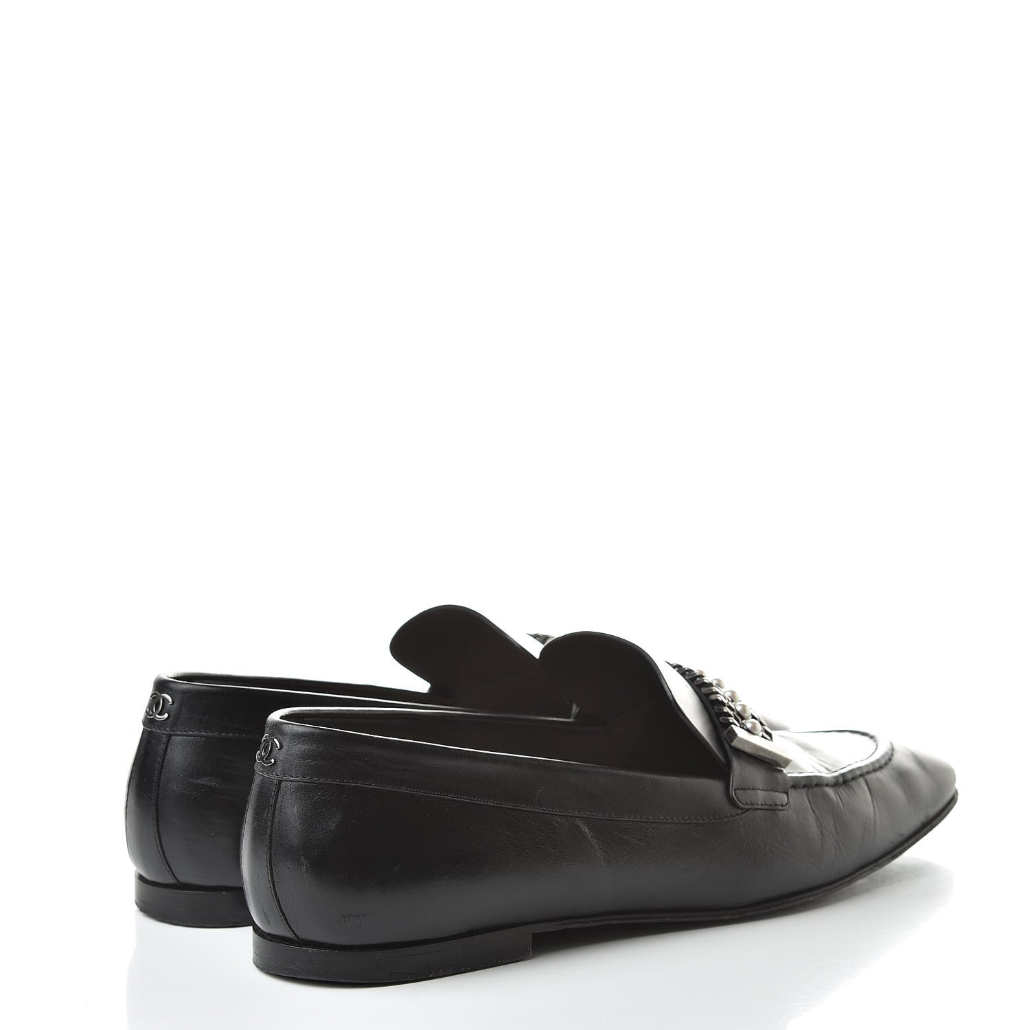 Chanel Calfskin Pearl CC Mocassin Loafers 40.5 Black 4 of 17