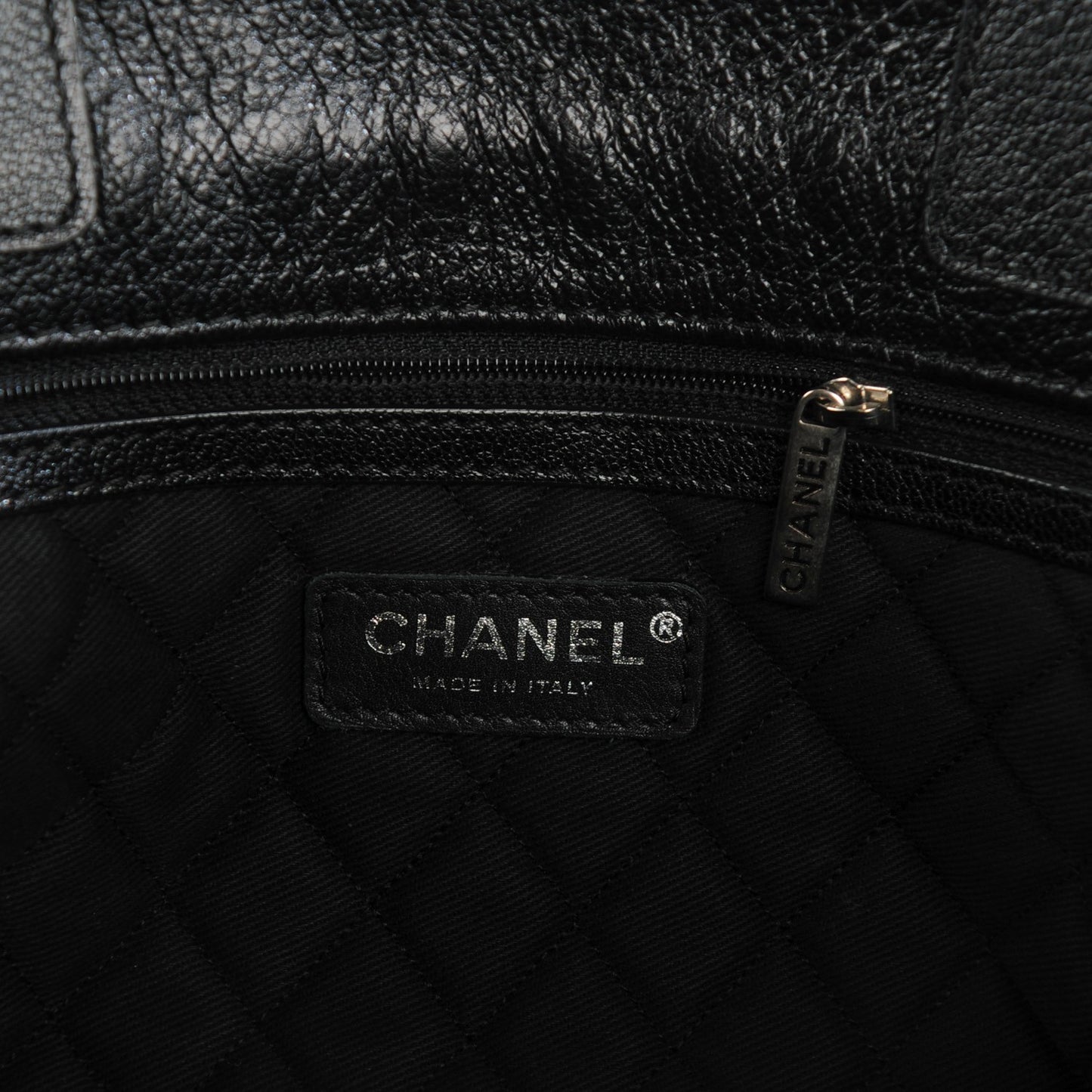 Lambskin Perforated Large CC Tote Black