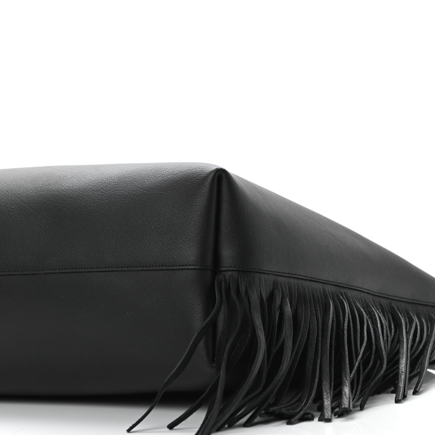 Saint Laurent Calfskin Large Fringe Shopping Tote Black 10 of 10
