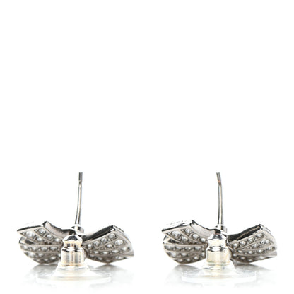 Chanel Crystal CC Bow Drop Earrings Silver 3 of 5