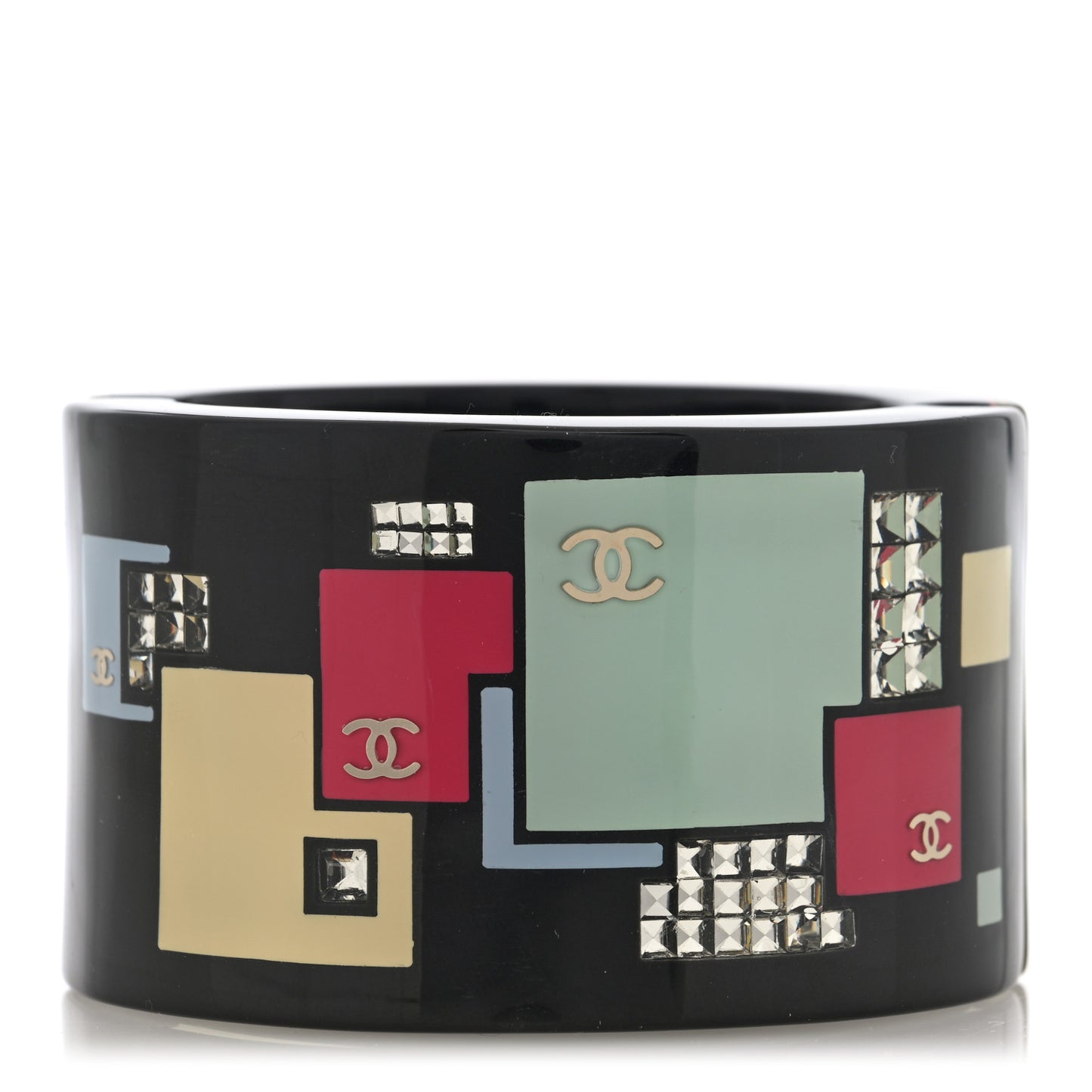 Resin Coco Mark CC Bangle Black Multicolor