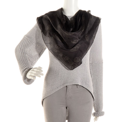 Alexander McQueen Silk Chiffon Skull Scarf Dark Grey 2 of 7