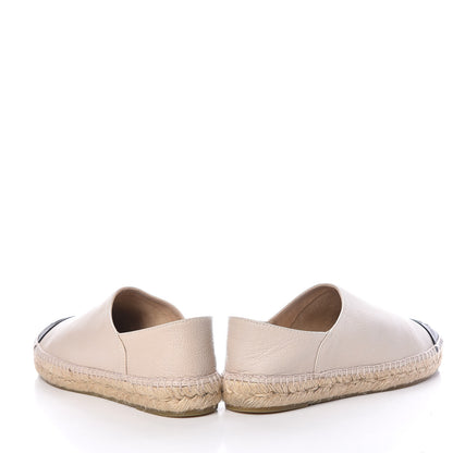 Chanel Grained Calfskin CC Espadrilles 39 Beige Black 5 of 14