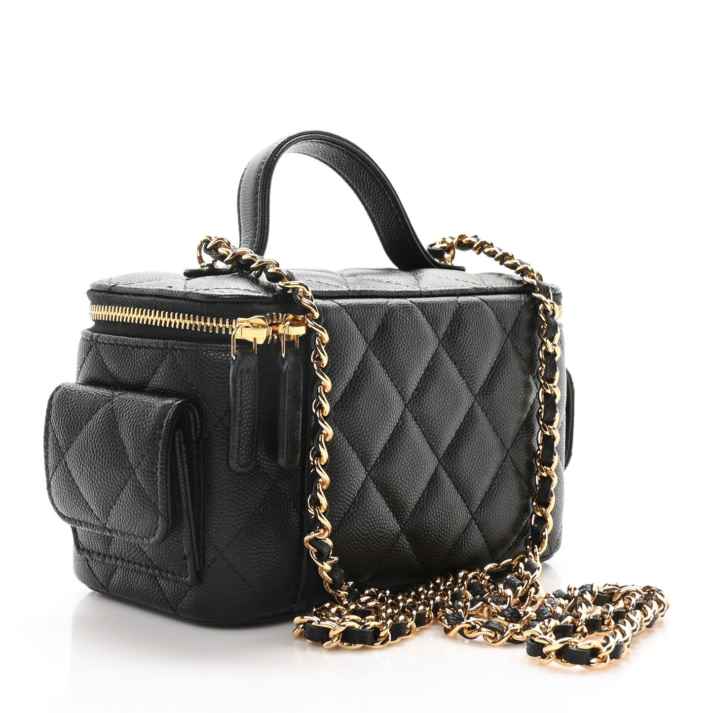 Caviar Quilted Polly Pocket East West Top Vanity With Chain Black