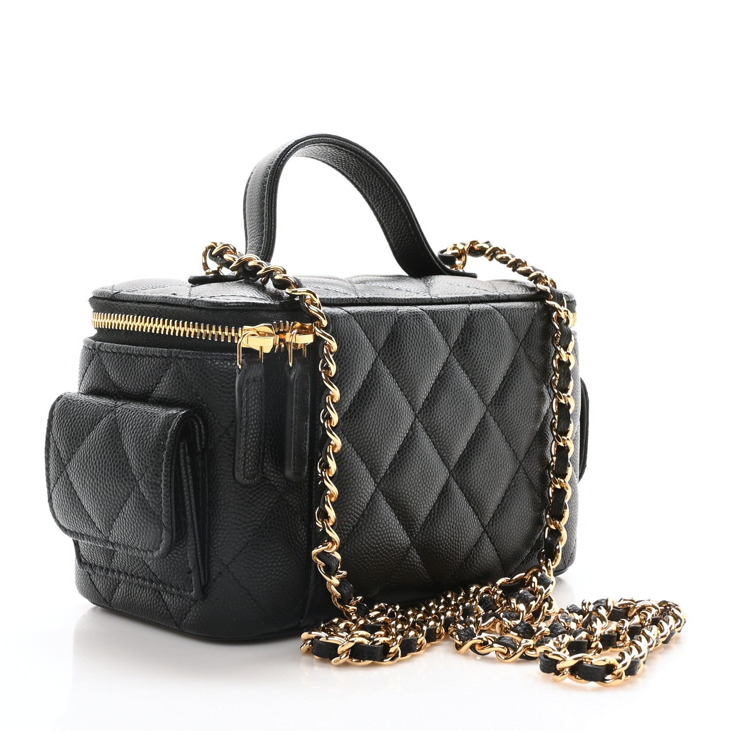 Chanel Caviar Quilted Polly Pocket East West Top Vanity With Chain Black 3 of 10
