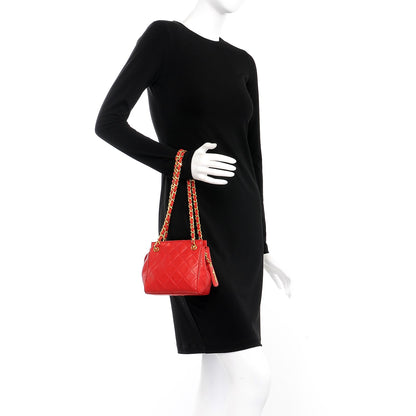 Chanel Lambskin Quilted Small Shoulder Bag Red 2 of 9