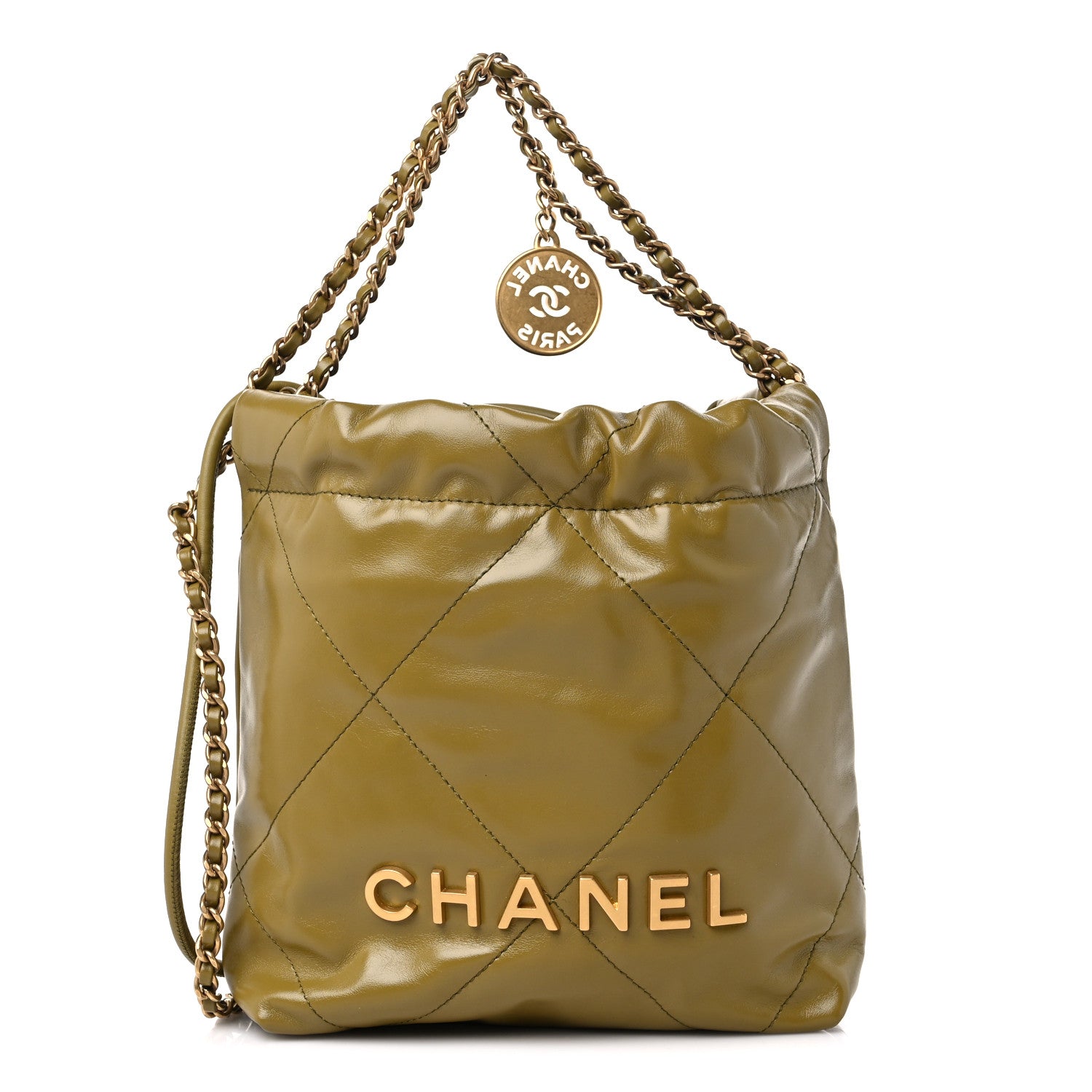Chanel Shiny Calfskin Quilted Mini Chanel 22 Green 1 of 10