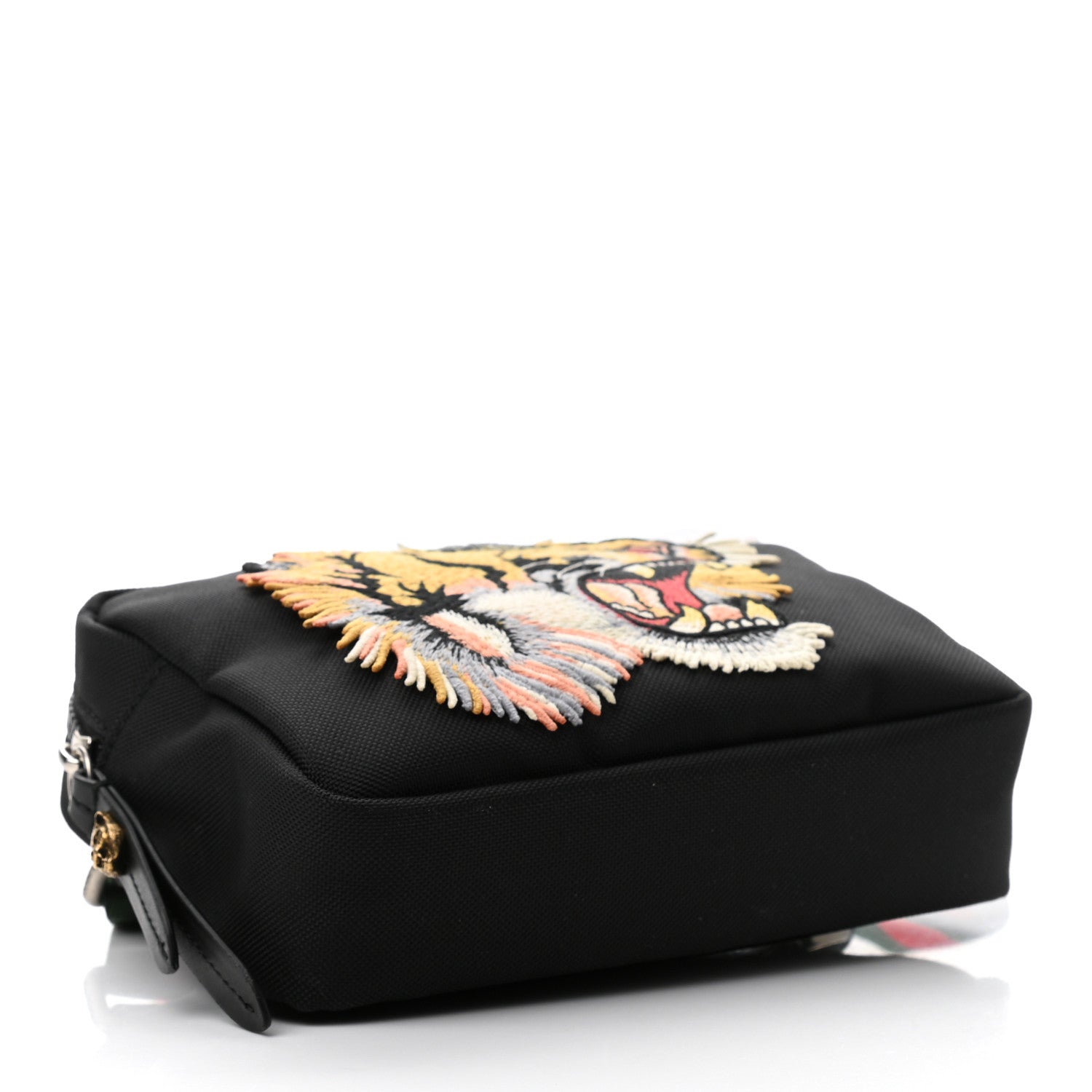 Gucci Canvas Web Tiger Embroidered Messenger Bag Black 3 of 10