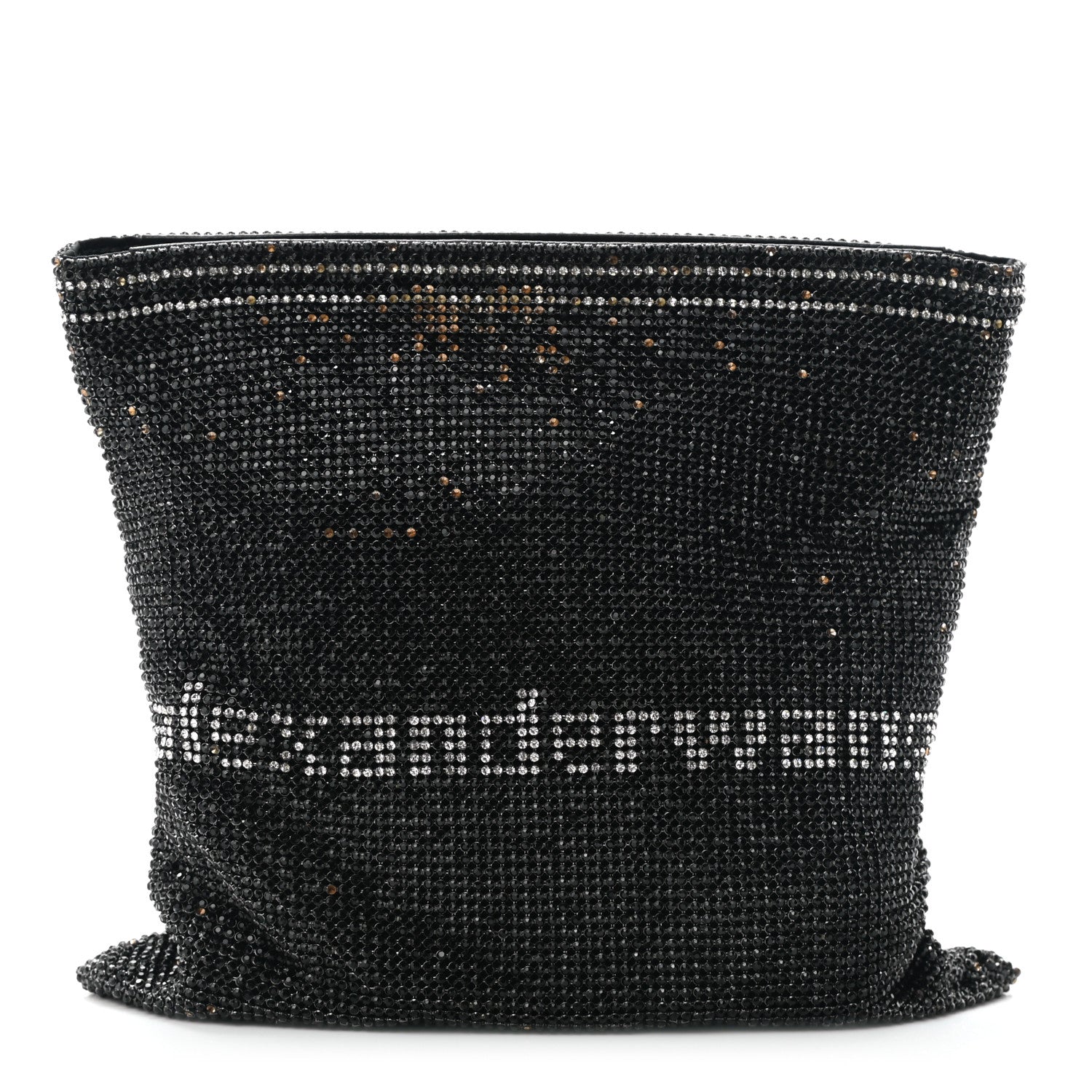 Alexander Wang Rhinestone Chain Mesh Wanglock Logo Pouch Black White 1 of 11