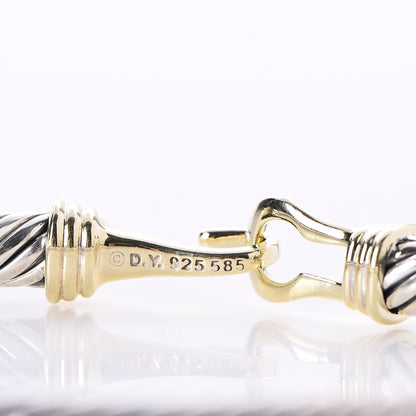 David Yurman Sterling Silver 14K Yellow Gold 5mm Cable Classic Buckle Bracelet 4 of 4