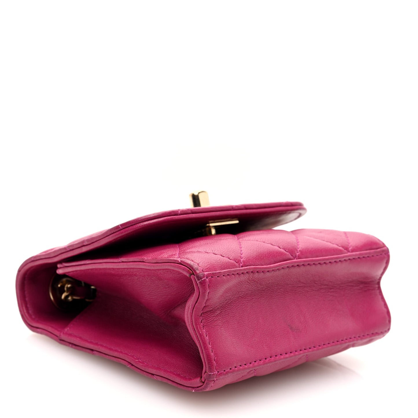 Lambskin Quilted Mini Trendy CC Clutch With Chain Fuchsia