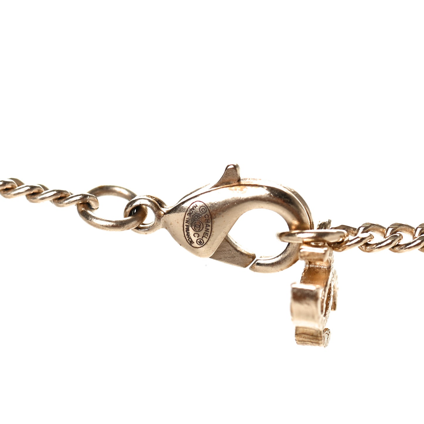 Metal Crystal Baguette CC Pendant Necklace Gold