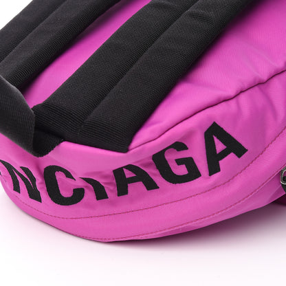 Balenciaga Sport Nylon Logo Embroidered S Wheel Backpack Fuchsia Black 11 of 12
