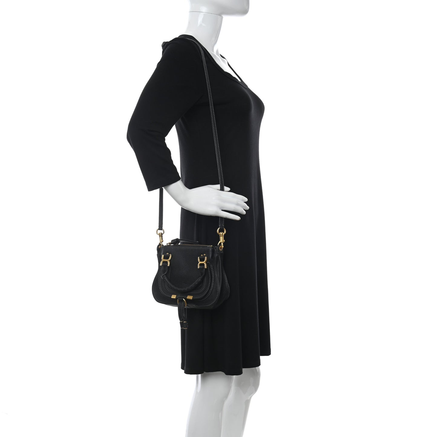 Calfskin Mini Marcie Satchel Black