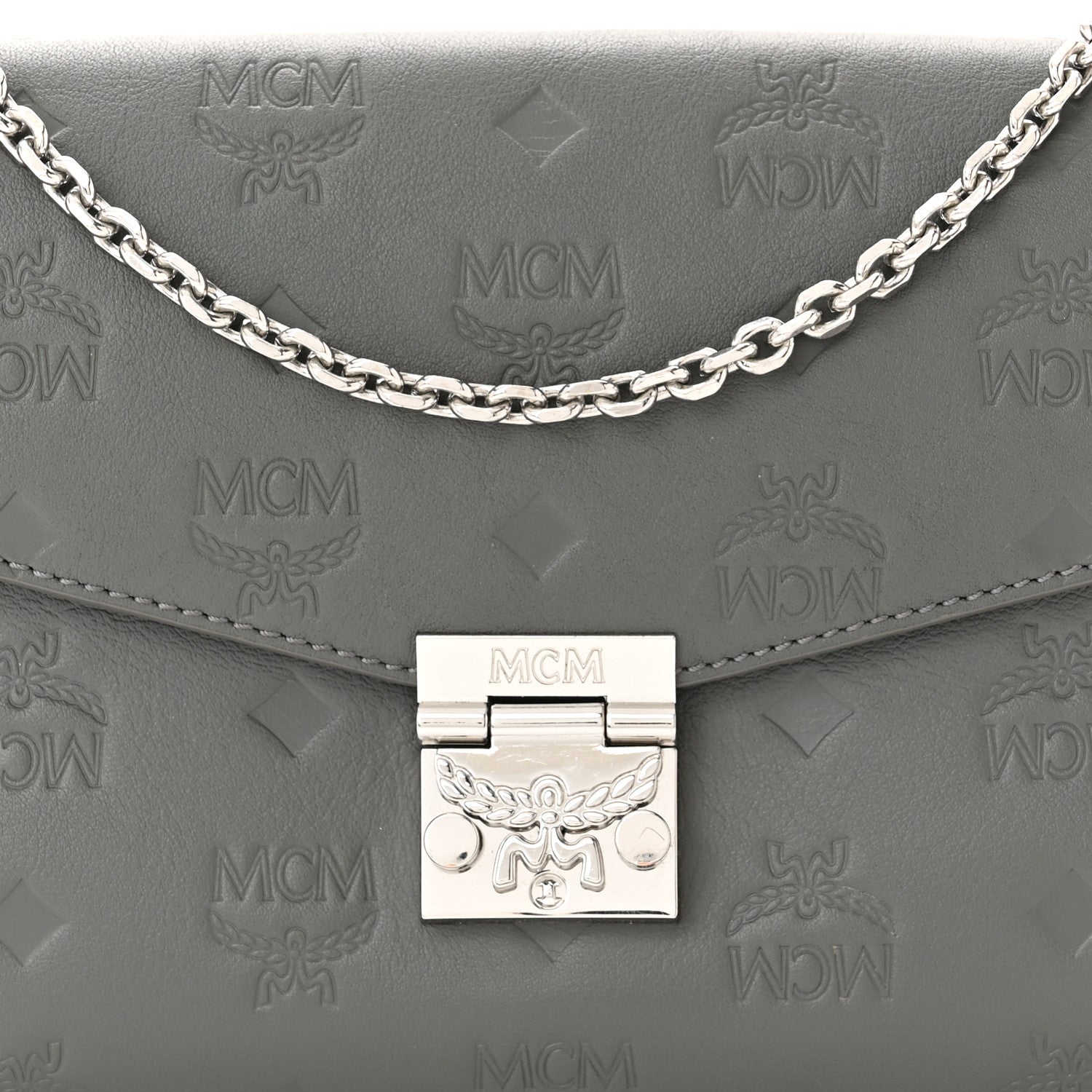 MCM Calfskin Ottomar Monogram Medium Millie Crossbody Bag Charcoal 7 of 10
