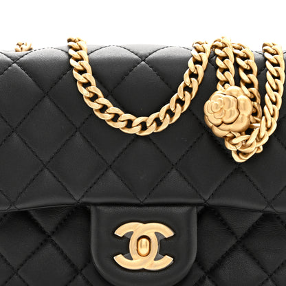 Chanel Lambskin Quilted Mini Sweet Camellia Flap Black 8 of 10