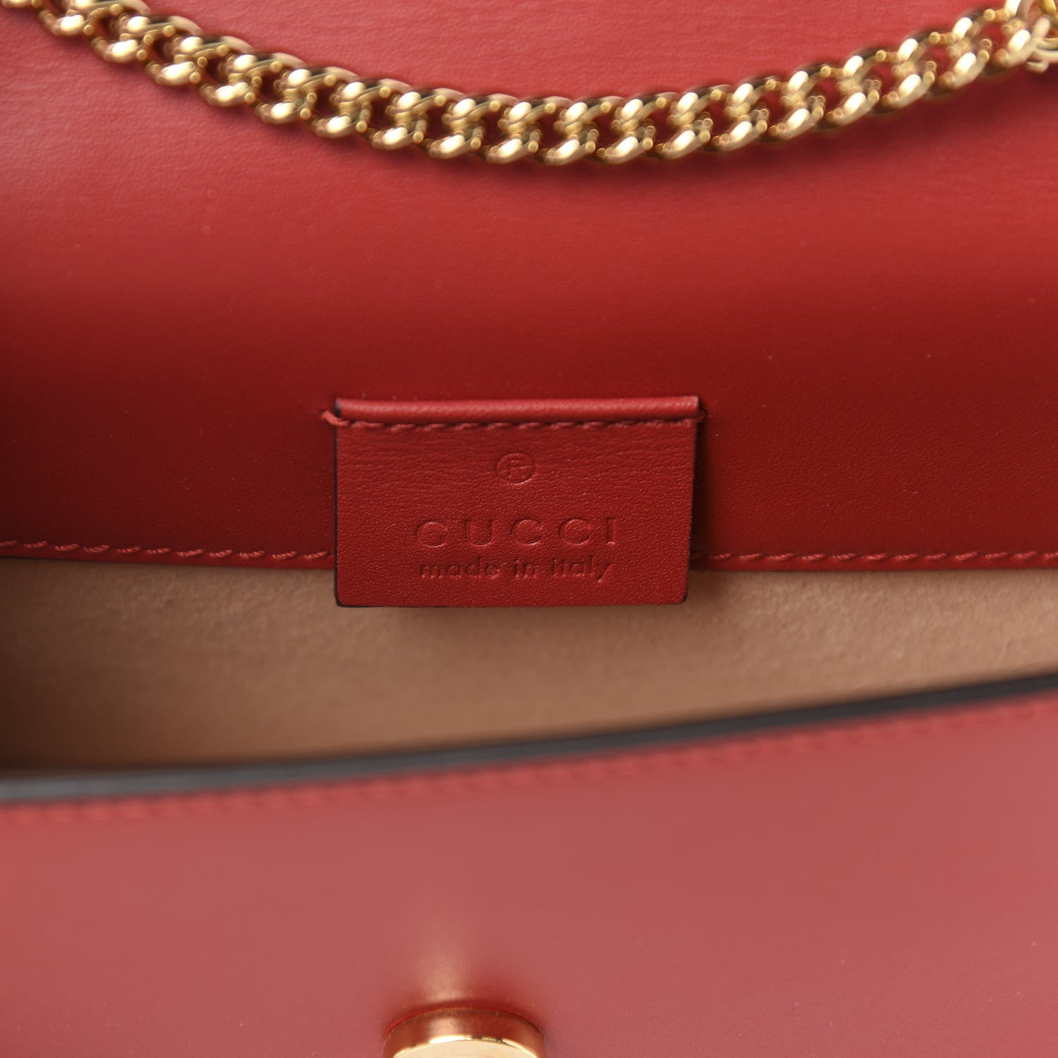 Gucci Calfskin Super Mini Sylvie Chain Shoulder Bag Hibiscus Red 8 of 10