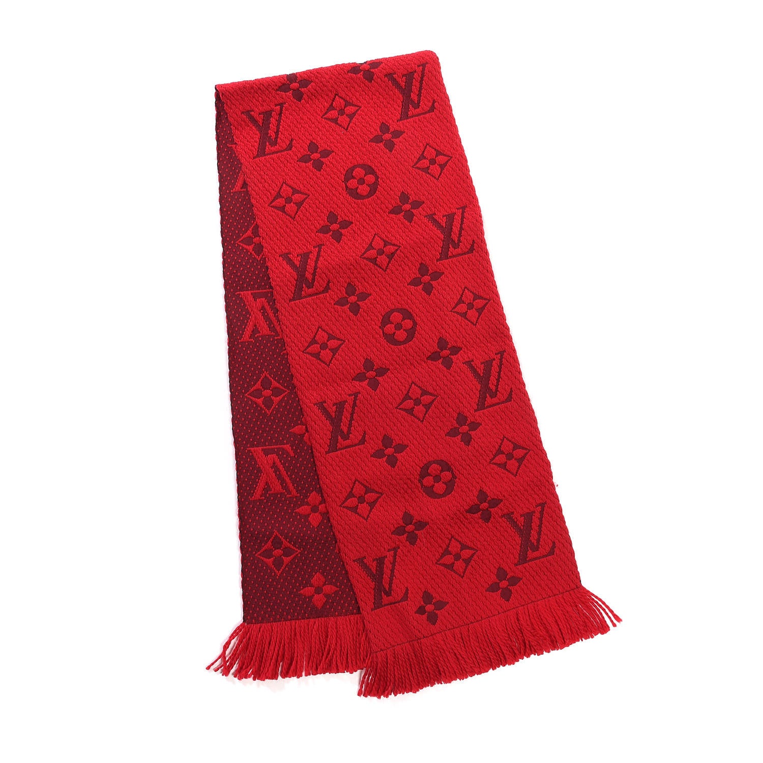 Louis Vuitton Wool Silk Logomania Scarf Rubis 3 of 5