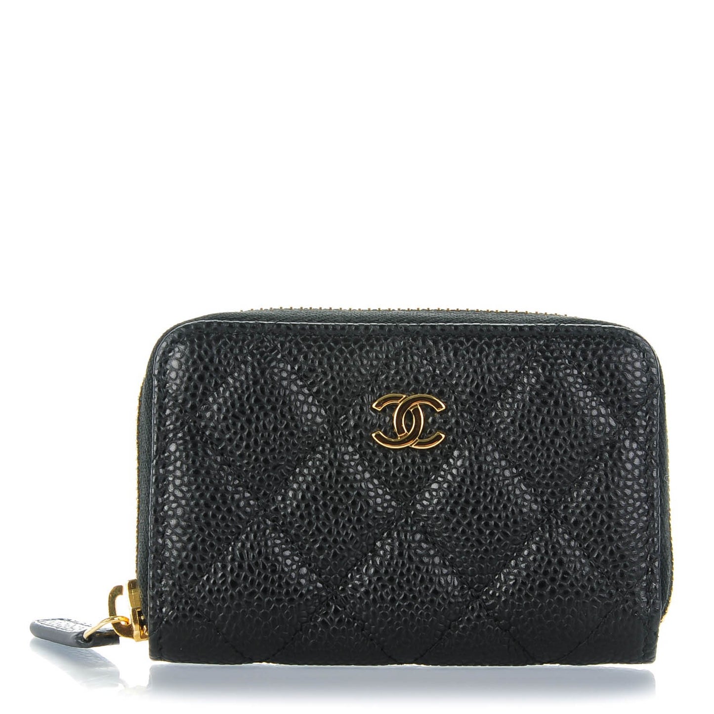 Caviar Quilted Zip Coin Purse Black
