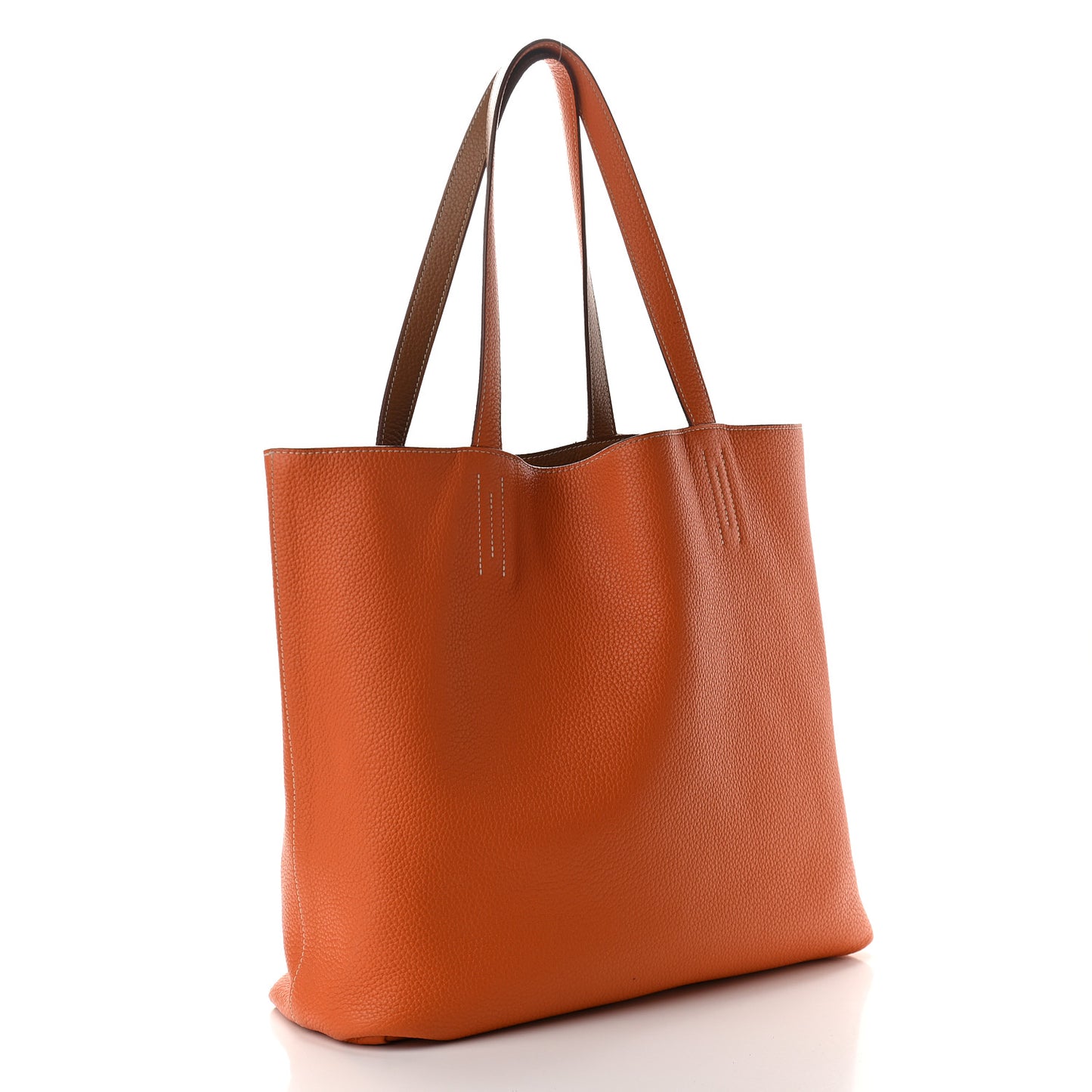 Taurillon Clemence Double Sens 45 Reversible Tote Orange Gold