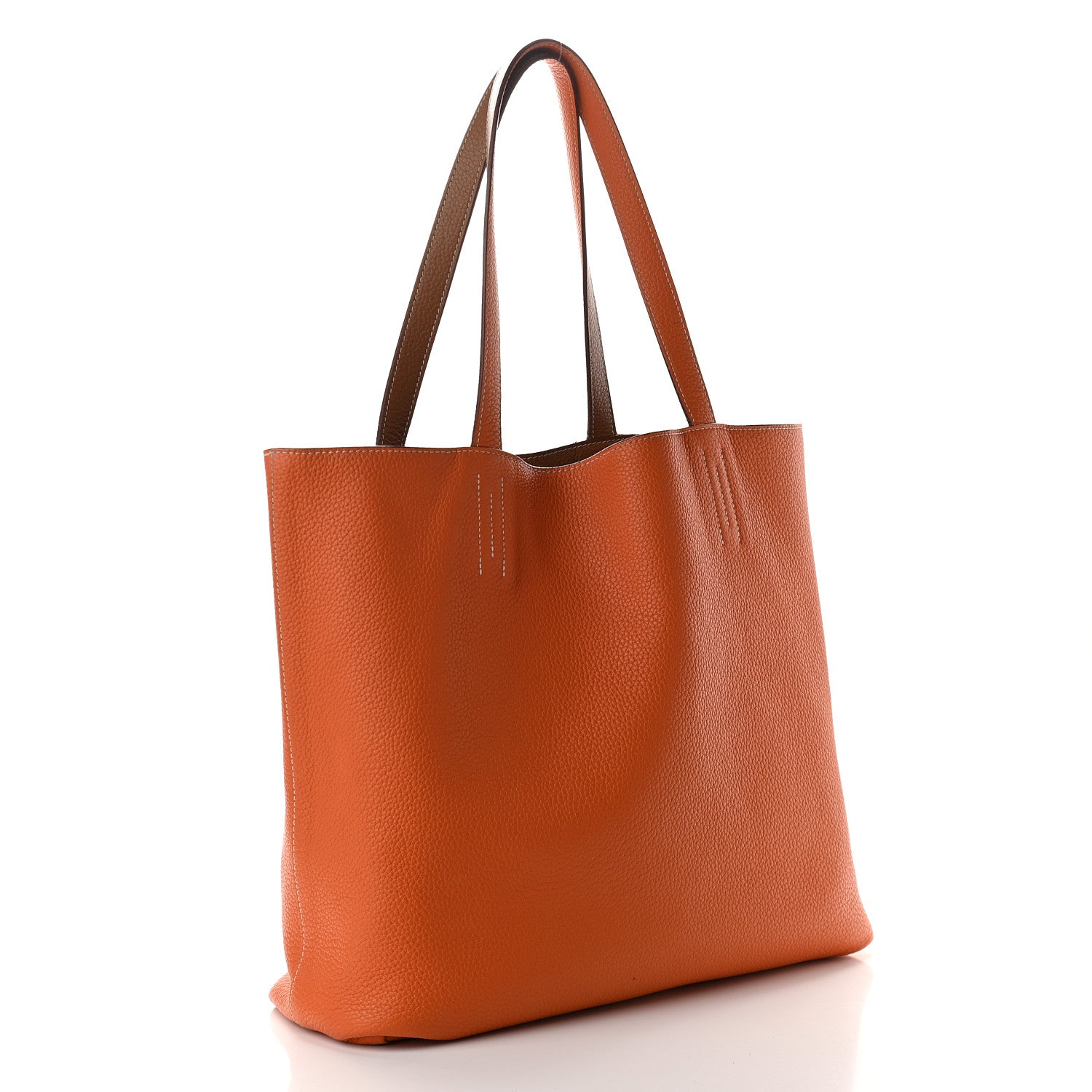 Hermes Taurillon Clemence Double Sens 45 Reversible Tote Orange Gold 4 of 13