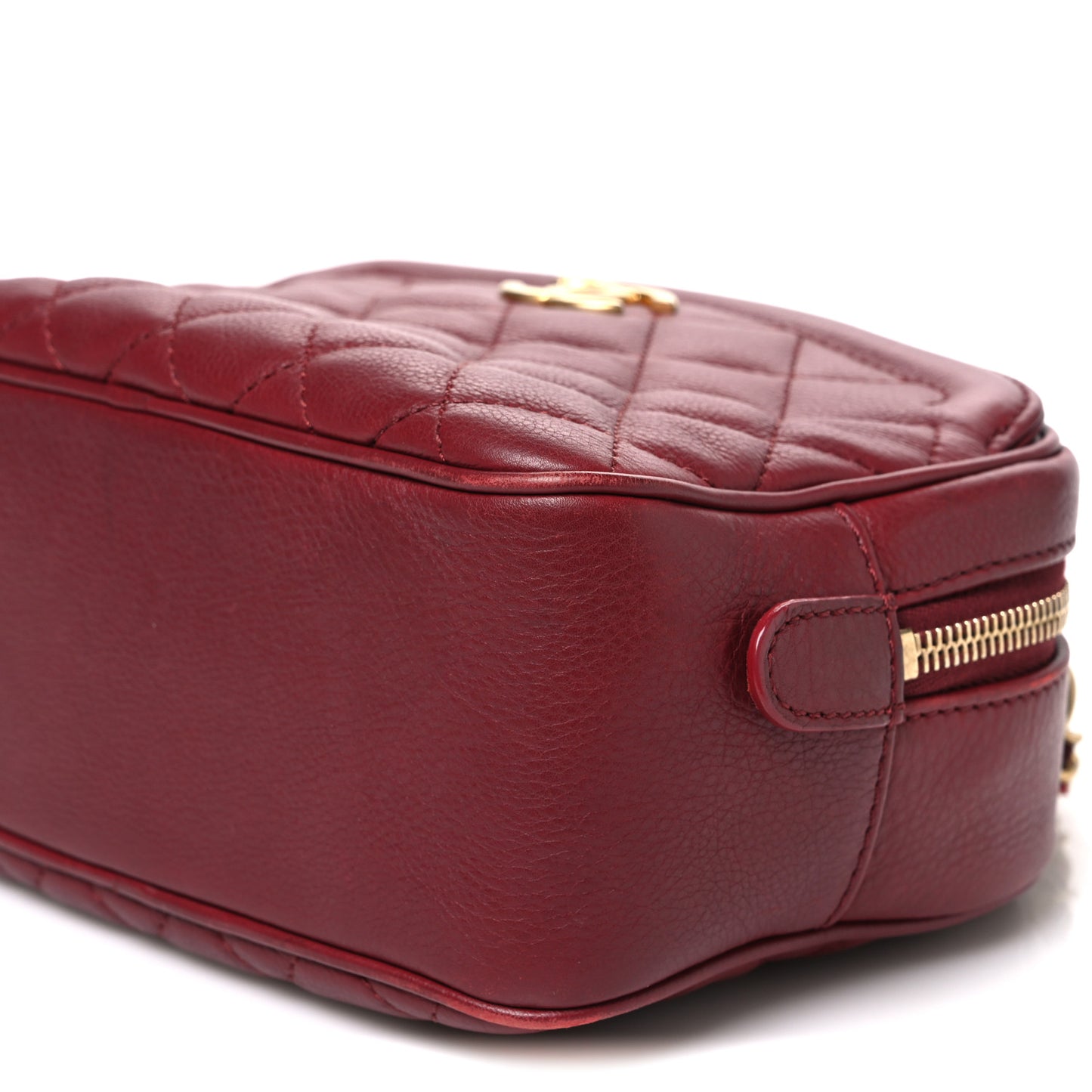 Calfskin Quilted CC Small Vanity Case Dark Red