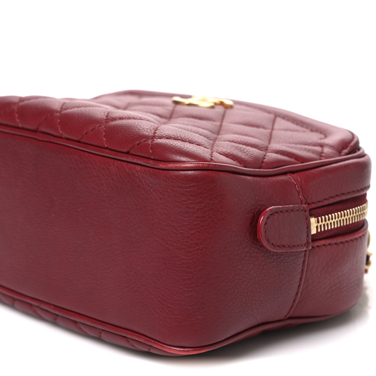 Chanel Calfskin Quilted CC Small Vanity Case Dark Red 10 of 10