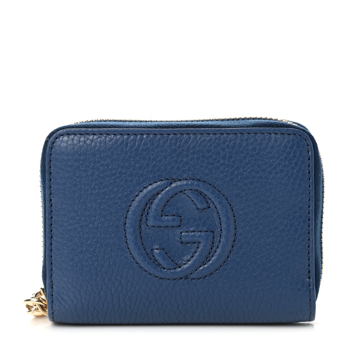 Pebbled Calfskin Small Soho Zip Around Wallet Blue