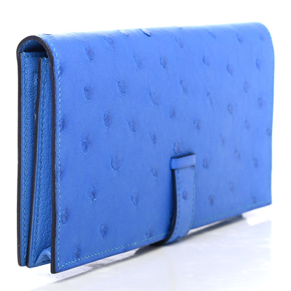 Hermes Ostrich Bearn Wallet Bleuet 2 of 4