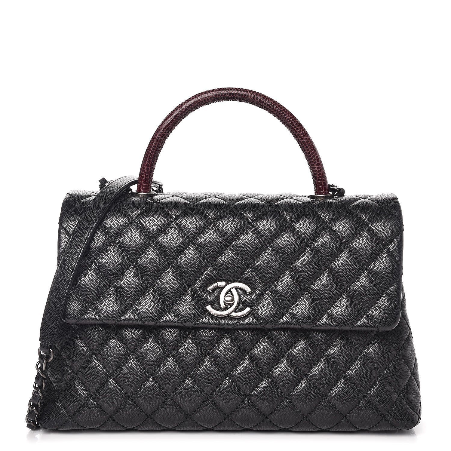 Chanel Caviar Lizard Quilted Medium Coco Handle Flap Black 1 of 9