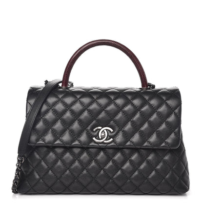 Chanel Caviar Lizard Quilted Medium Coco Handle Flap Black 1 of 9
