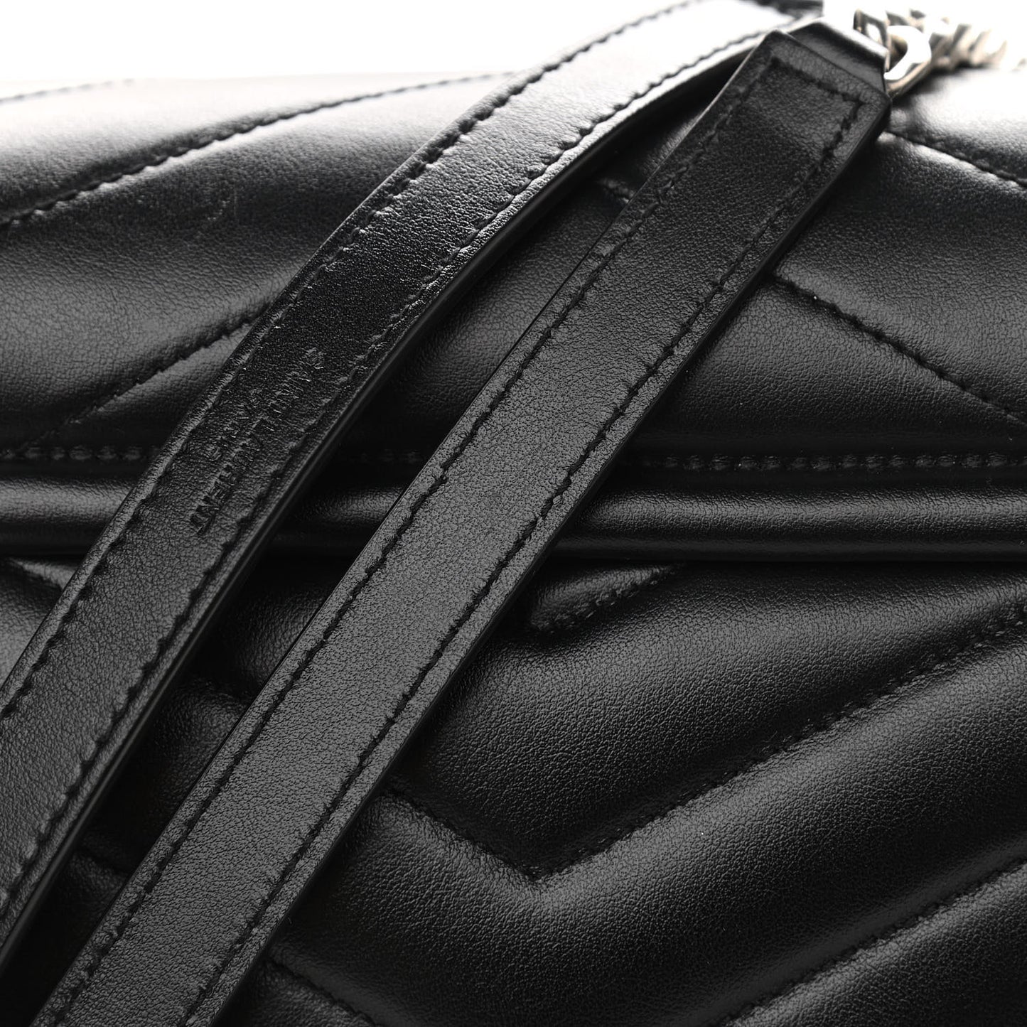 Calfskin Y Quilted Monogram Large Loulou Chain Satchel Black