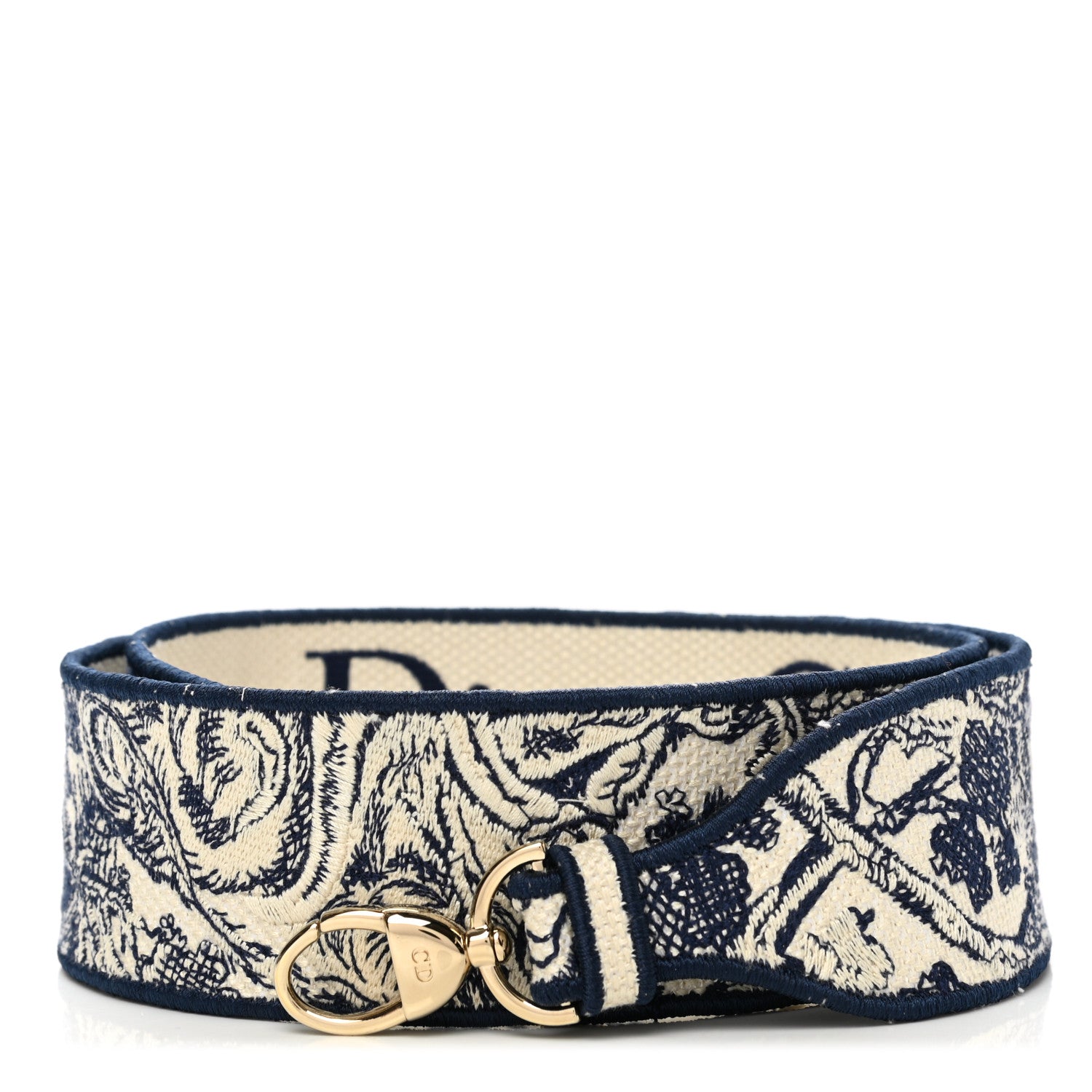 Christian Dior Canvas Embroidered Toile De Jouy Shoulder Strap Blue 1 of 6