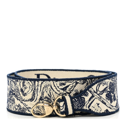 Christian Dior Canvas Embroidered Toile De Jouy Shoulder Strap Blue 1 of 6