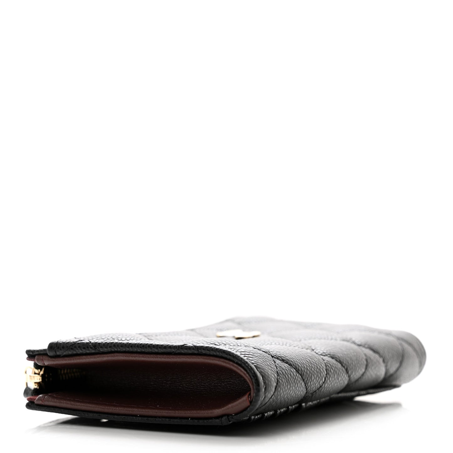 Caviar Quilted CC Zip Around Card Holder Black