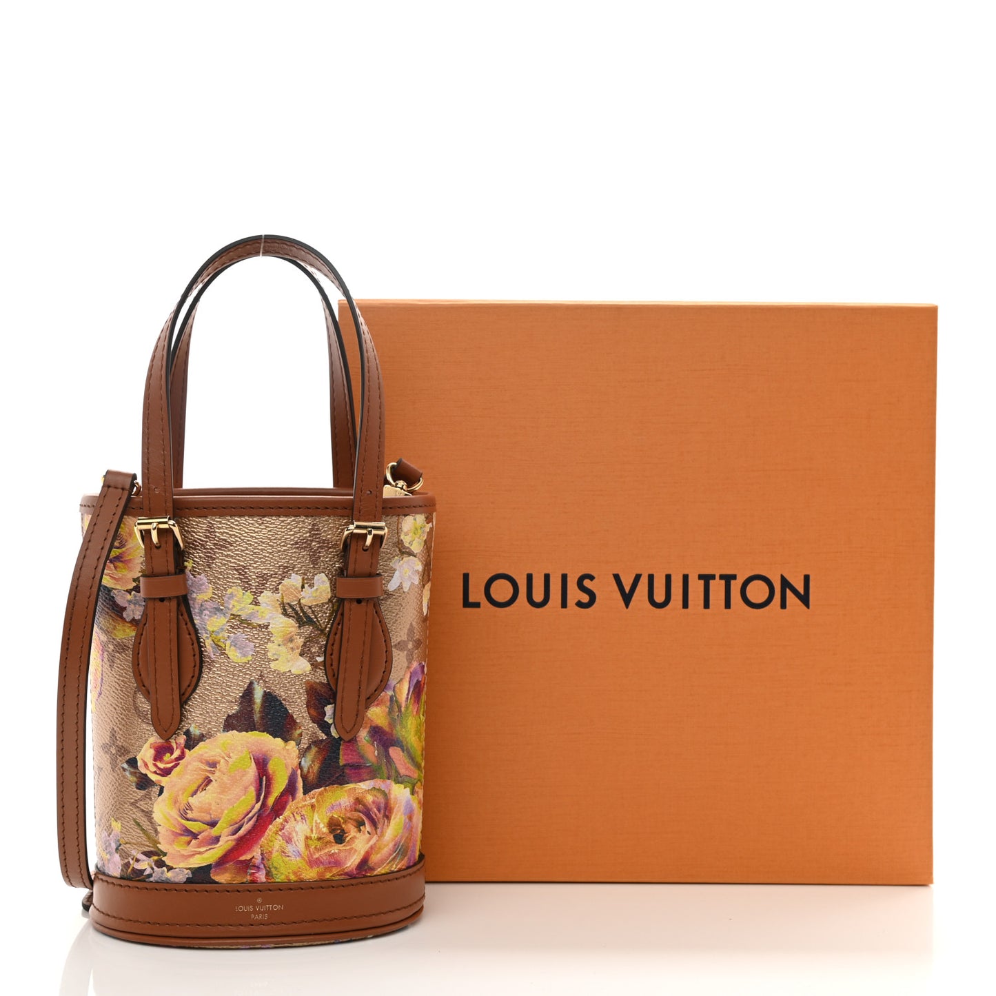 Metallic Monogram LV Garden Nano Bucket Bag Gold