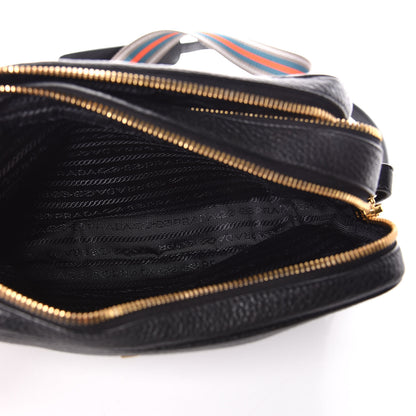 Prada Vitello Daino Medium Double Zip Shoulder Bag Black 6 of 17